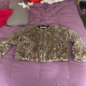 Leopard print soft bomber jacket